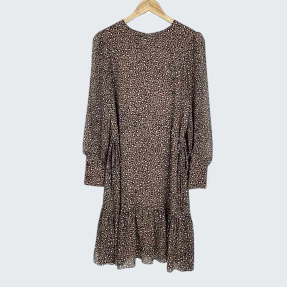 LK BENNETT DAKOTA ANIMAL PRINT CHIFFON LONG SLEEVE DRESS - Picture 3 of 11